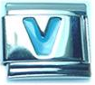 Light blue letter V - Italian charm - Click Image to Close